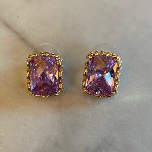 Park Lane Purple and Gold Stud Earrings